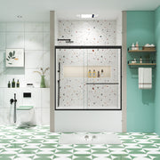 Bathtub Bypass shower door, sliding door, with 1/4' tempered glass and Matted  black finish  56'-60'x58'