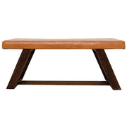 Best Selling Marley Genuine Leather Bench for Bedroom in Tan with Solid Wood Legs for Entry, Hallway, Living Room, Bedroom, Closet 18.9'H x 47.2'W x 15'D