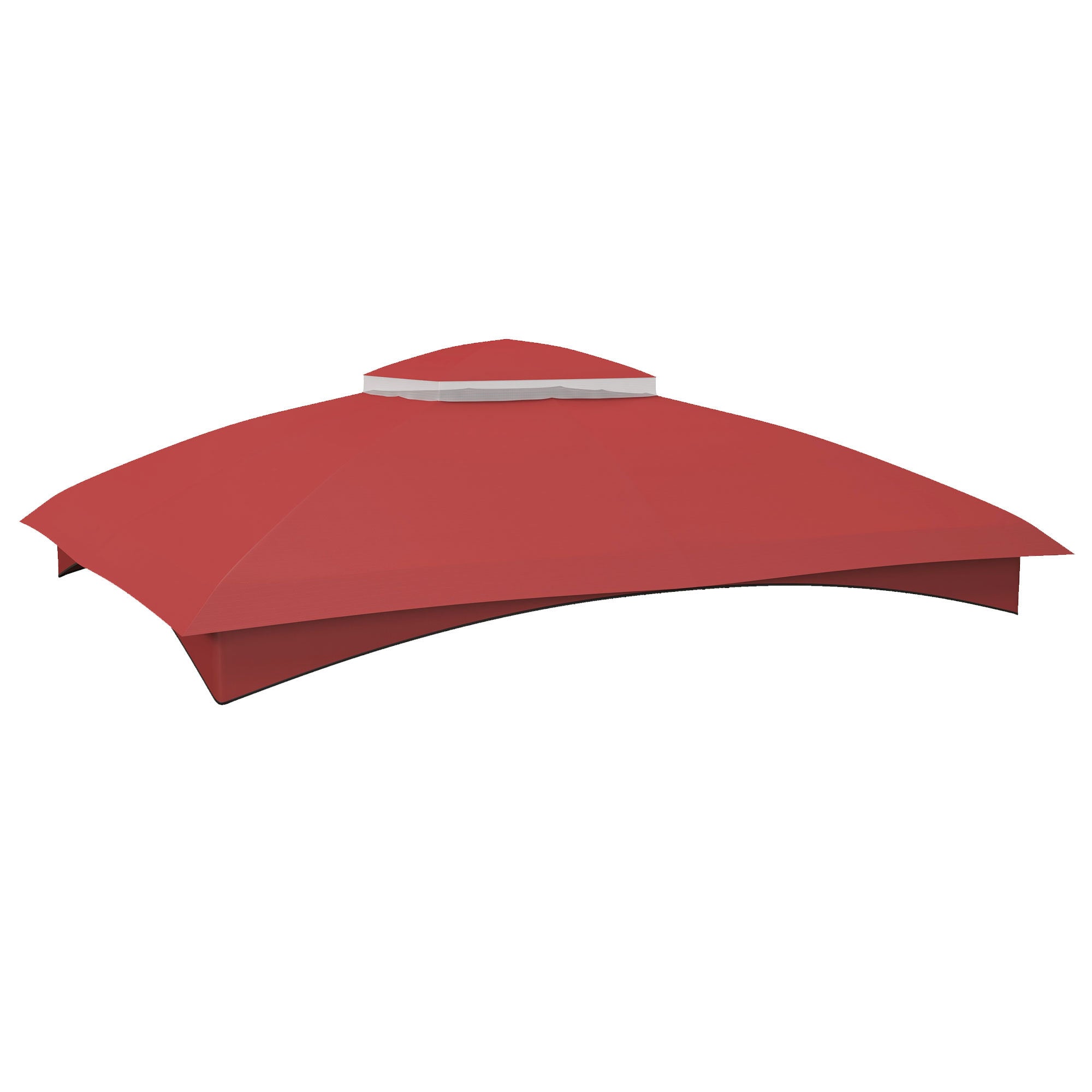 Outsunny 10' x 12' Gazebo Canopy Replacement, 2-Tier Outdoor Gazebo Cover Top Roof with Drainage Holes, (TOP ONLY), Wine Red