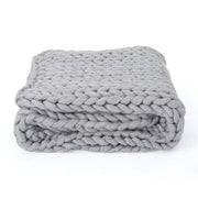 Charming Acrylic Throw Blanket with Knitted Design in Silver, 50x60 Inches
