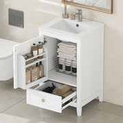 20' Bathroom Vanity with Sink, Bathroom Cabinet with Soft Closing Door, Storage Rack and A Drawer, White(Old SKU:N725P185452K)