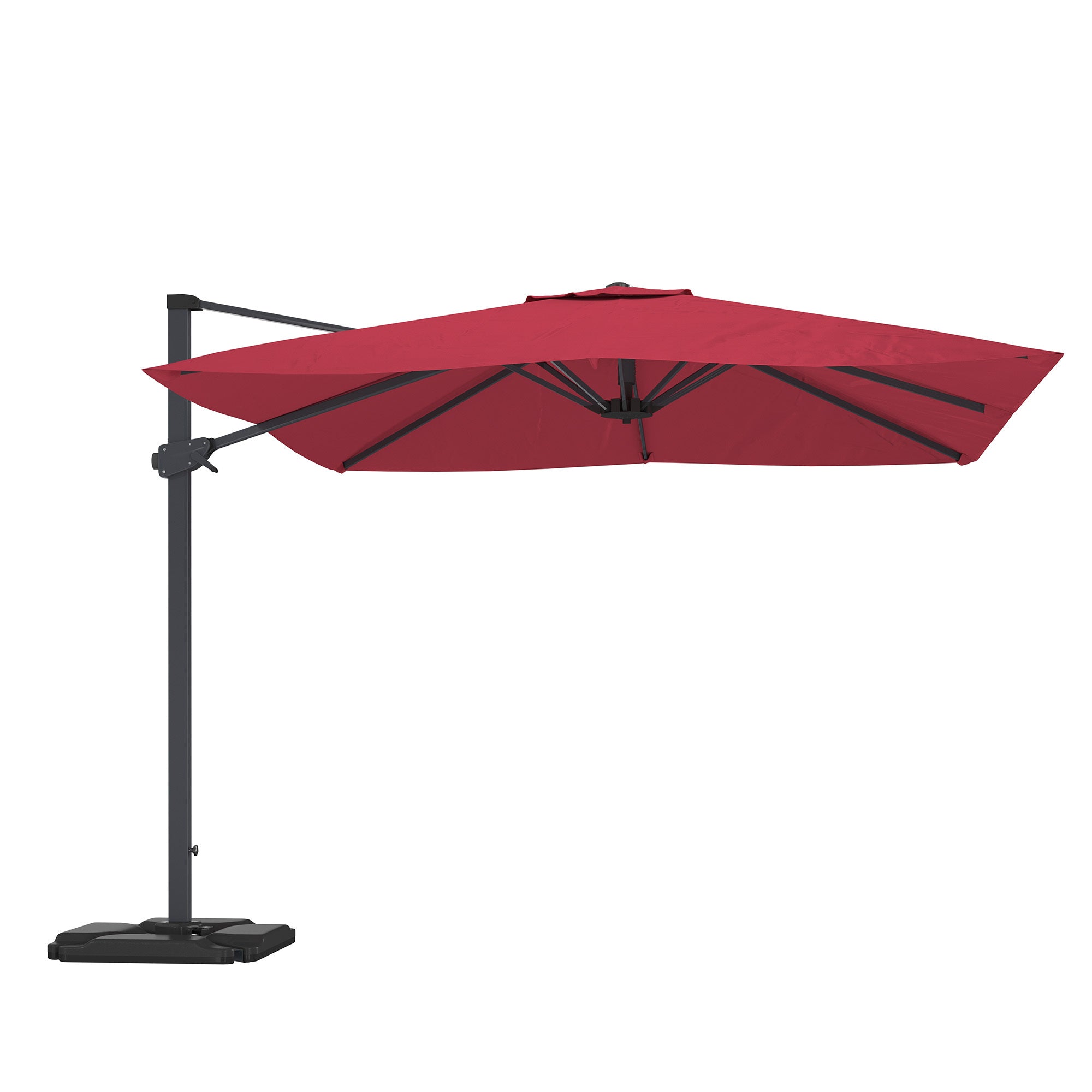 10FT Square Cantilever Patio Umbrella in Red (without Umbrella Base)