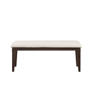 Dark Brown Finish 48-inch Bench 1pc Beige Fabric Upholstered Seat Classic Look Dining Wooden Furniture