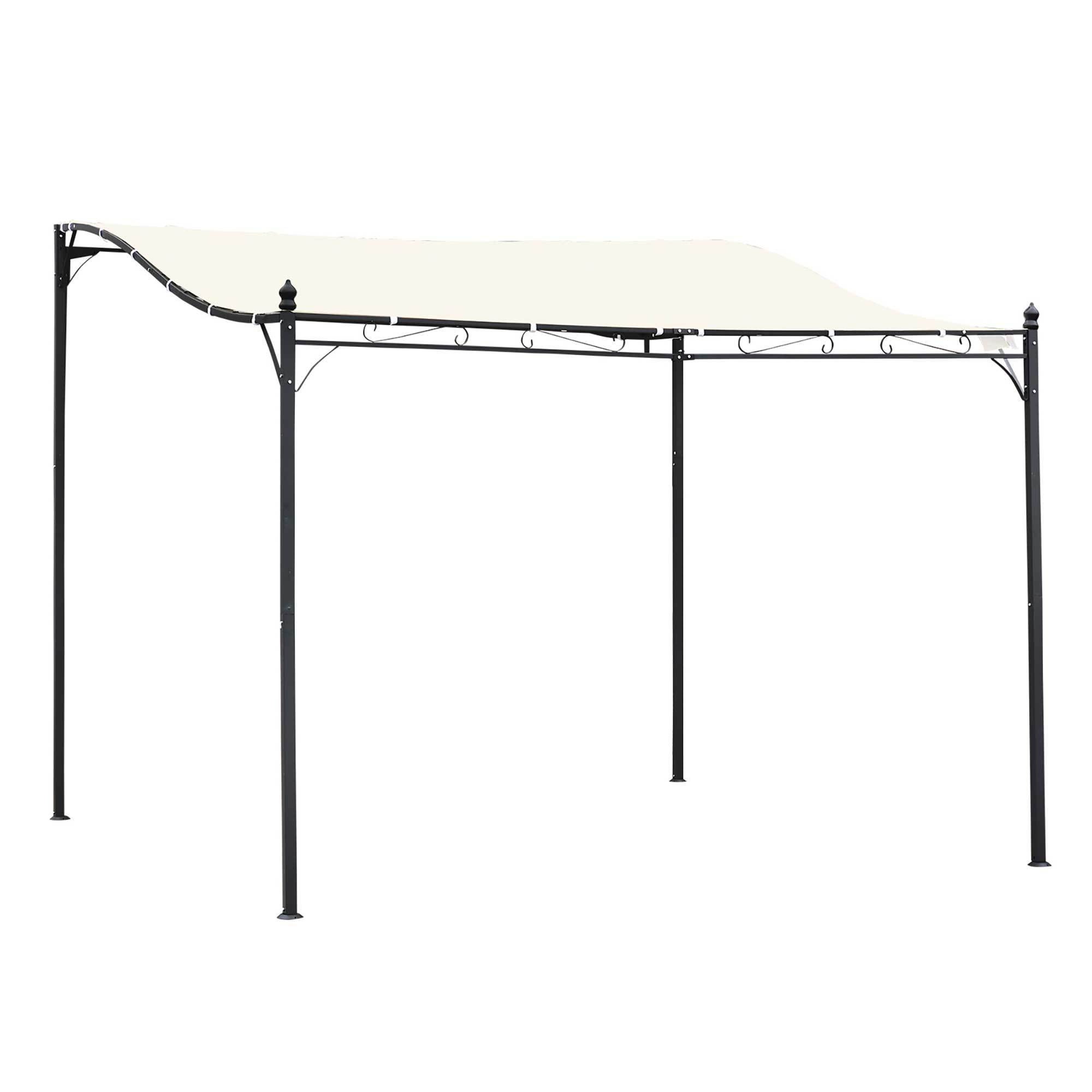 Outsunny 10' x 10' Steel Outdoor Pergola Gazebo, Patio Canopy with Weather-Resistant Fabric and Drainage Holes for Backyard Pool Deck Garden, Cream White