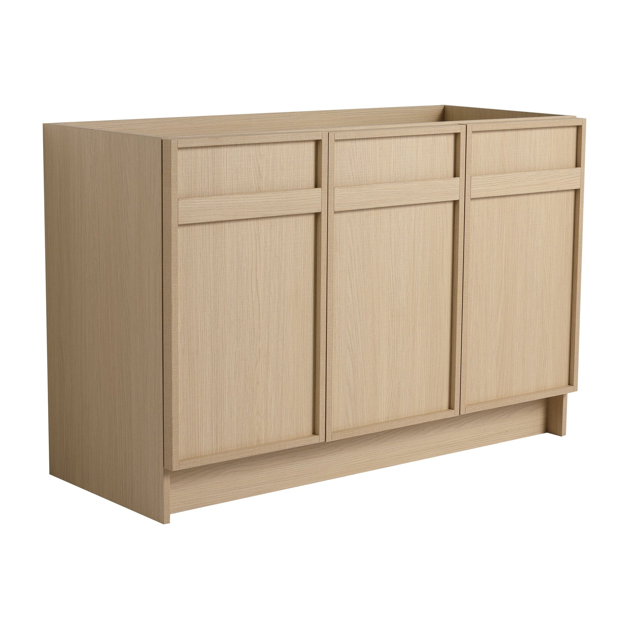 Modern Oak Freestanding Bathroom Vanity with 3 Soft-Close Cabinet Doors, Plywood, 48 Inches