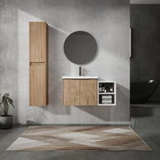 36' Wall-Mounted Bathroom Vanity With Sink and Side Cabinet, Soft Close Doors,00112IMOx2-0624IMO-0612GWH Combination Cabinet(KD-Packing)