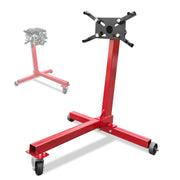 Engine Stand 750LBS Capacity, 360 Degree Rotating Engine Run Stand with 3-Casters, Heavy Duty Motorcycle Engine Stand for Auto Repair, Vehicle Maintenance, Red