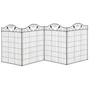 Outsunny Garden Decorative Fence Panel, 4 Pack, 44 x 36-Inch, Linear Length 12 Feet, Steel Border Folding Fence for Garden Landscaping