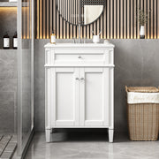 24' Bathroom Vanity with 2 Doors and Tip-Out Drawer, Bathroom Storage Cabinet with Sink, Soft-Closing Doors with Organizers