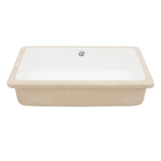 Modern White Ceramic Rectangular Undermount Bathroom Sink with Overflow, 18x12 Inches