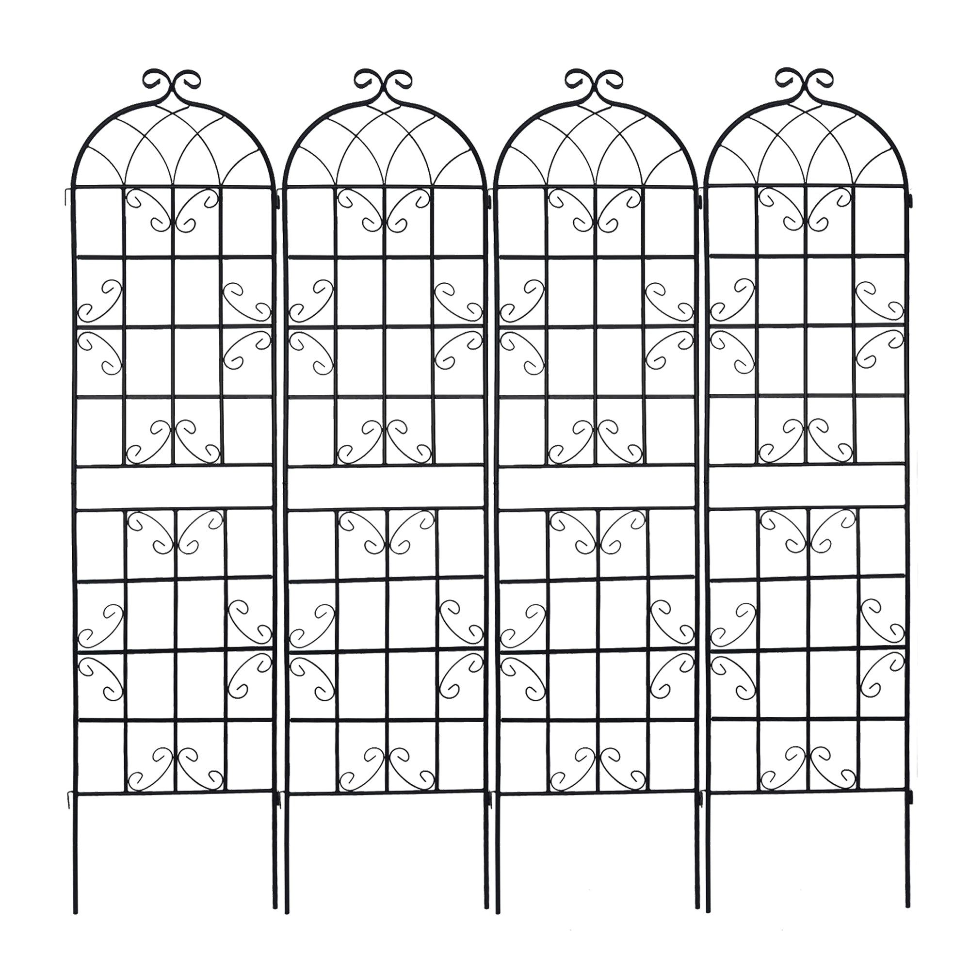 Metal Garden Trellis 4 Pack Rustproof Climbing Plant Support Black 86.7'' x 19.7''