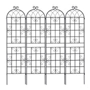 Black Metal Garden Trellis Set for Climbing Plants Support, Rustproof Iron, 86.7x19.7 Inches