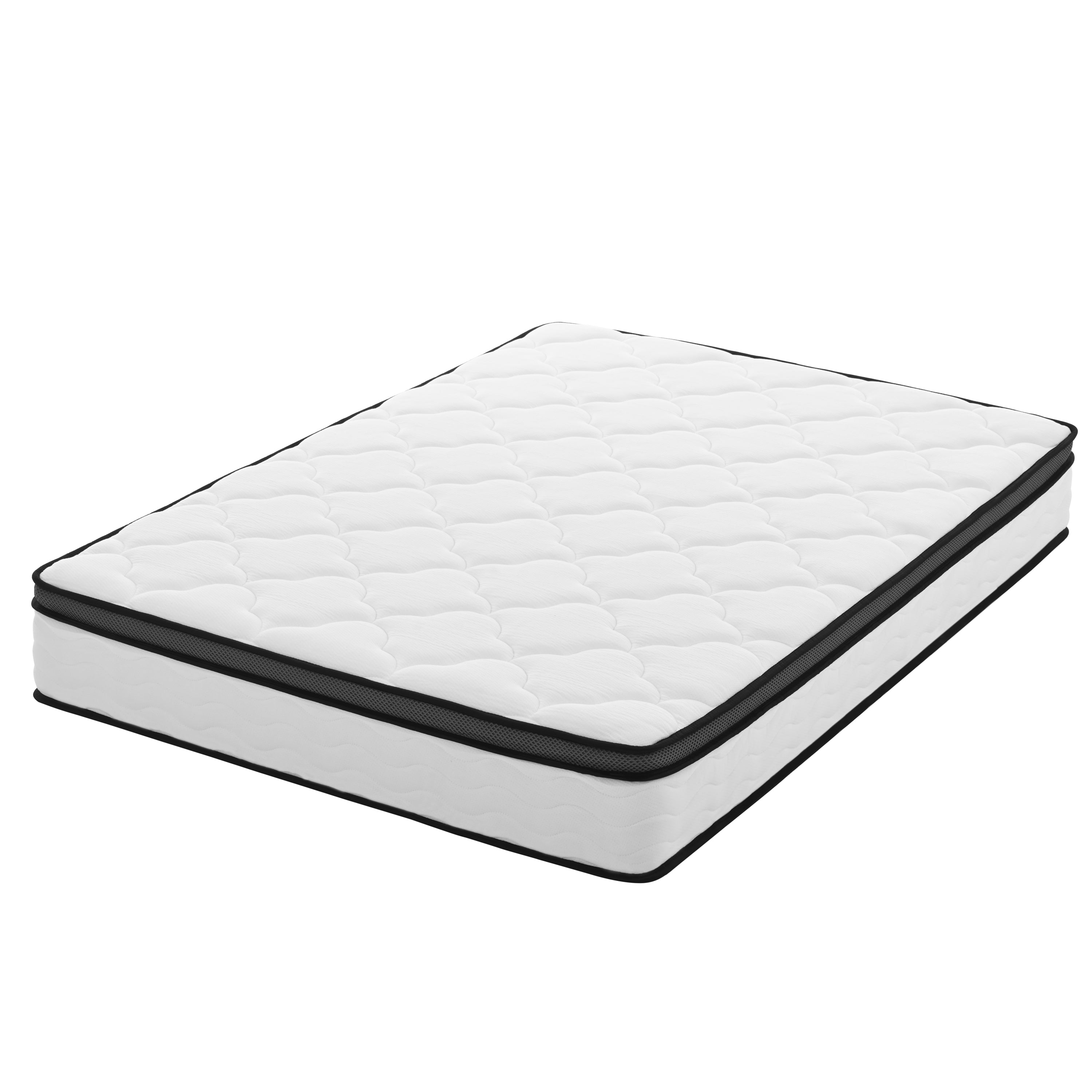 Hybrid Queen Mattress 12 Inch with Pocket Coils and Memory Foam, Medium Firm, CertiPUR-US, Creamy White, Fabric
