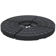 Outsunny 4 Pieces Round Patio Umbrella Base, Cantilever Offset Outdoor Umbrella Weights, 52 Liters Capacity Water or 112 lbs Capacity Sand Plates Set, Black