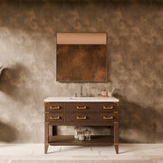 Brown Oak Single Bath Vanity 48 in. W x 22 in. D, with Cultured Marble Top