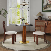 Modern Round Dining Table, 33.5' Sintered Stone Table with Wooden Leg & Gold Base, 2 - Person Kitchen Table for Small Space, 150lbs Weight Capacity(Only the Negotiation Table)