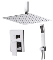 Bathroom Luxury Rain Mixer Combo Set Wall Mounted Rainfall Shower Head System Polished Chrome, (Contain Faucet Rough-in Valve Body and Trim)