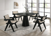 Jasper 5Pc Ebony Black 47'W Round Dining Set with Pedestal Base