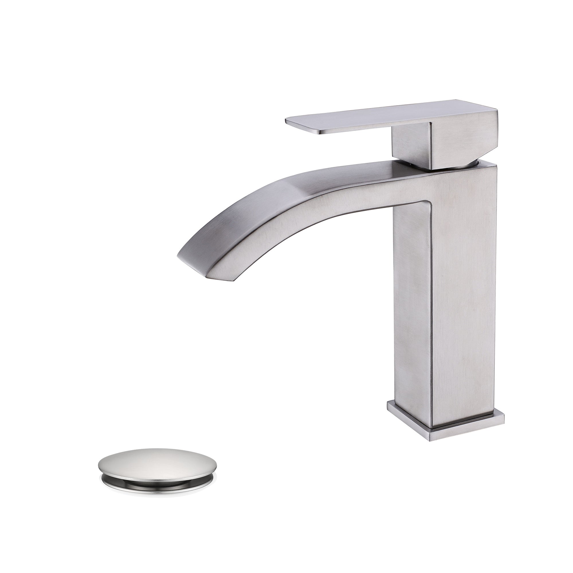 Waterfall Spout Bathroom Sink Single Handle Faucet with Pop-Up Drain (with Overflow)