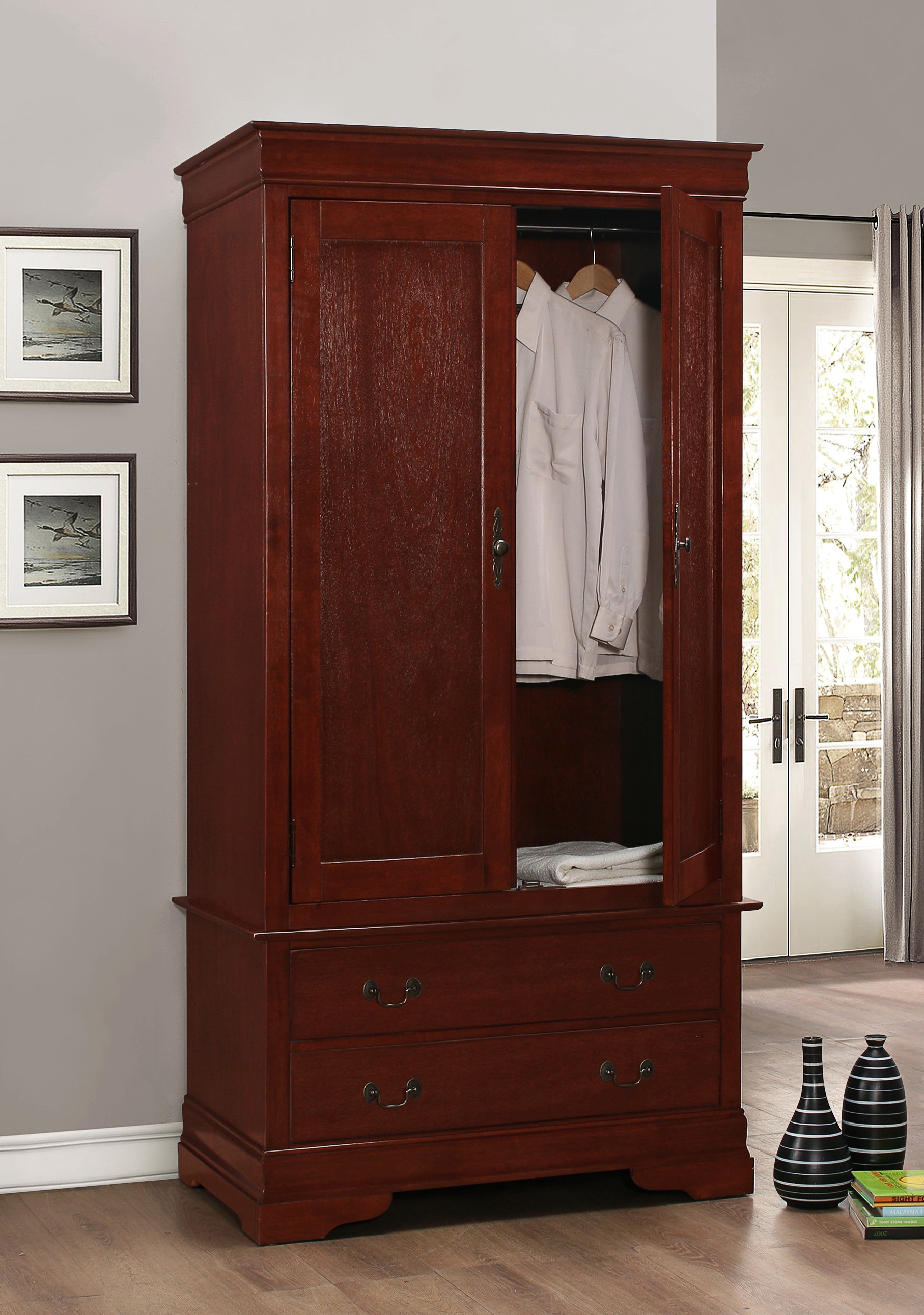 Elegant Cherry Wood Armoire