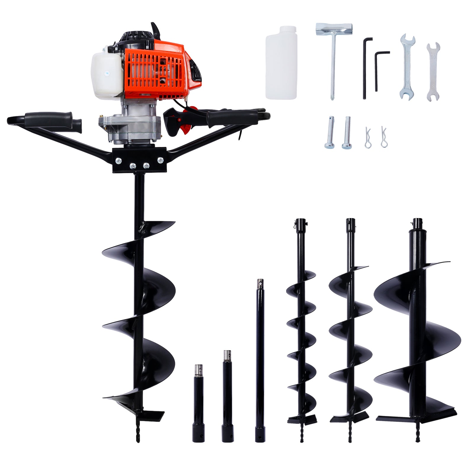 2.7HP Post Hole Digger 63cc two person handle Gas-Powered 2-Stroke Auger Digging Drill Shaft Size 3/4' (Machine Only)EPA COMPLAINT With L4'+L6'+L8'+L12' DRILL BITS+EXT ROD KITS