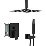 Matte Black Dual Shower Head - 10 Inch Ceiling Mount Square Shower System with Rough-in Valve