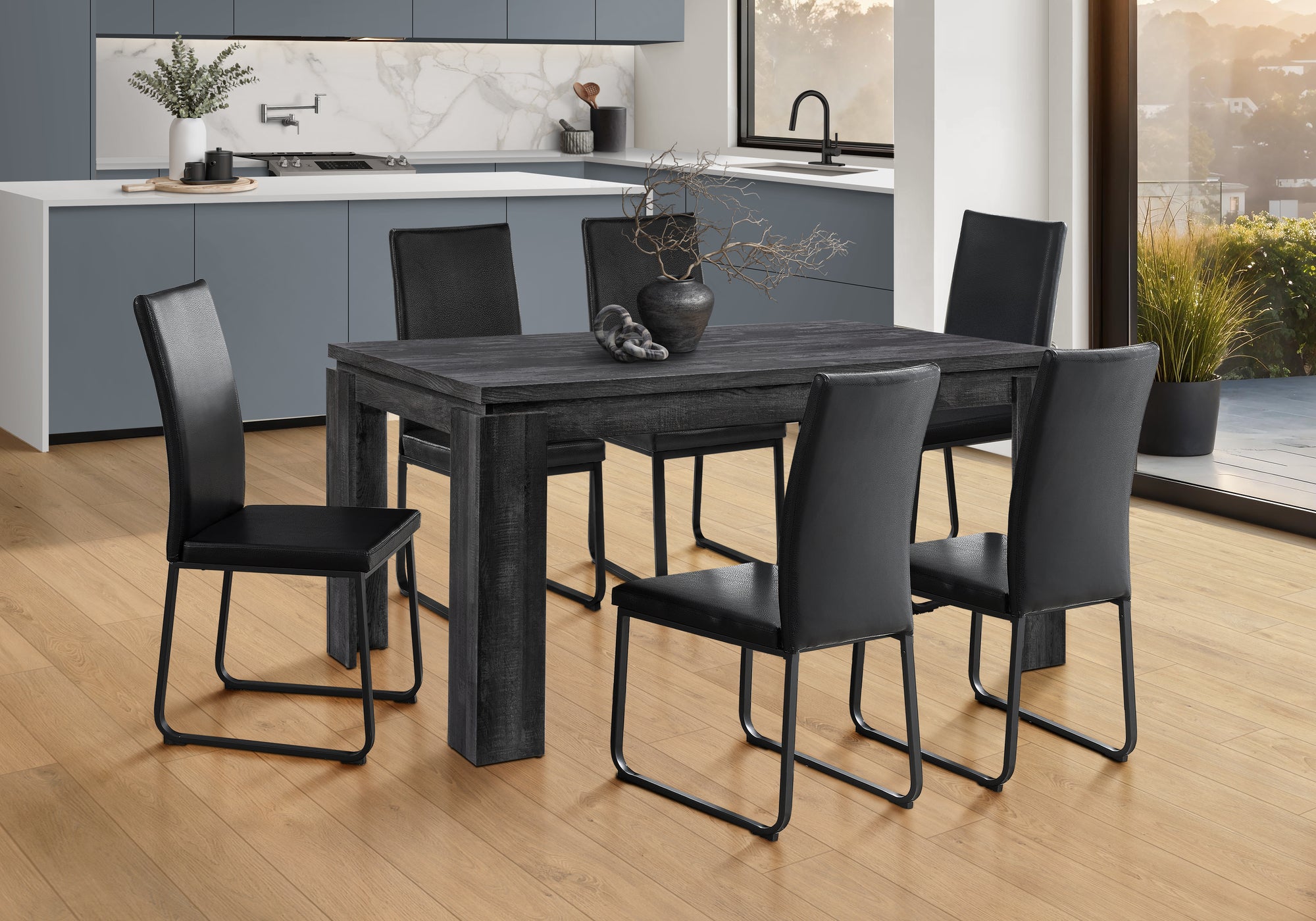 Dining Table, 60' Rectangular, Kitchen, Dining Room, Black Laminate, Contemporary, Modern