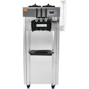 1850W Commercial Soft Ice Cream Machine 3 Flavors 5.3 to 7.4Gallon per Hour PreCooling at Night Auto Clean LCDPanel for Restaurants Snack Bar, Sliver