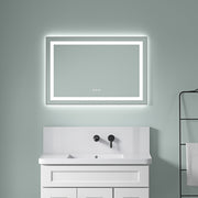 36 x 24 Inch LED Bathroom Mirror with Front and Backlight, Wall Mounted Vanity Mirror with Aluminum Frame, Anti-Fog, Memory, 3 Colors, Stepless Dimmable