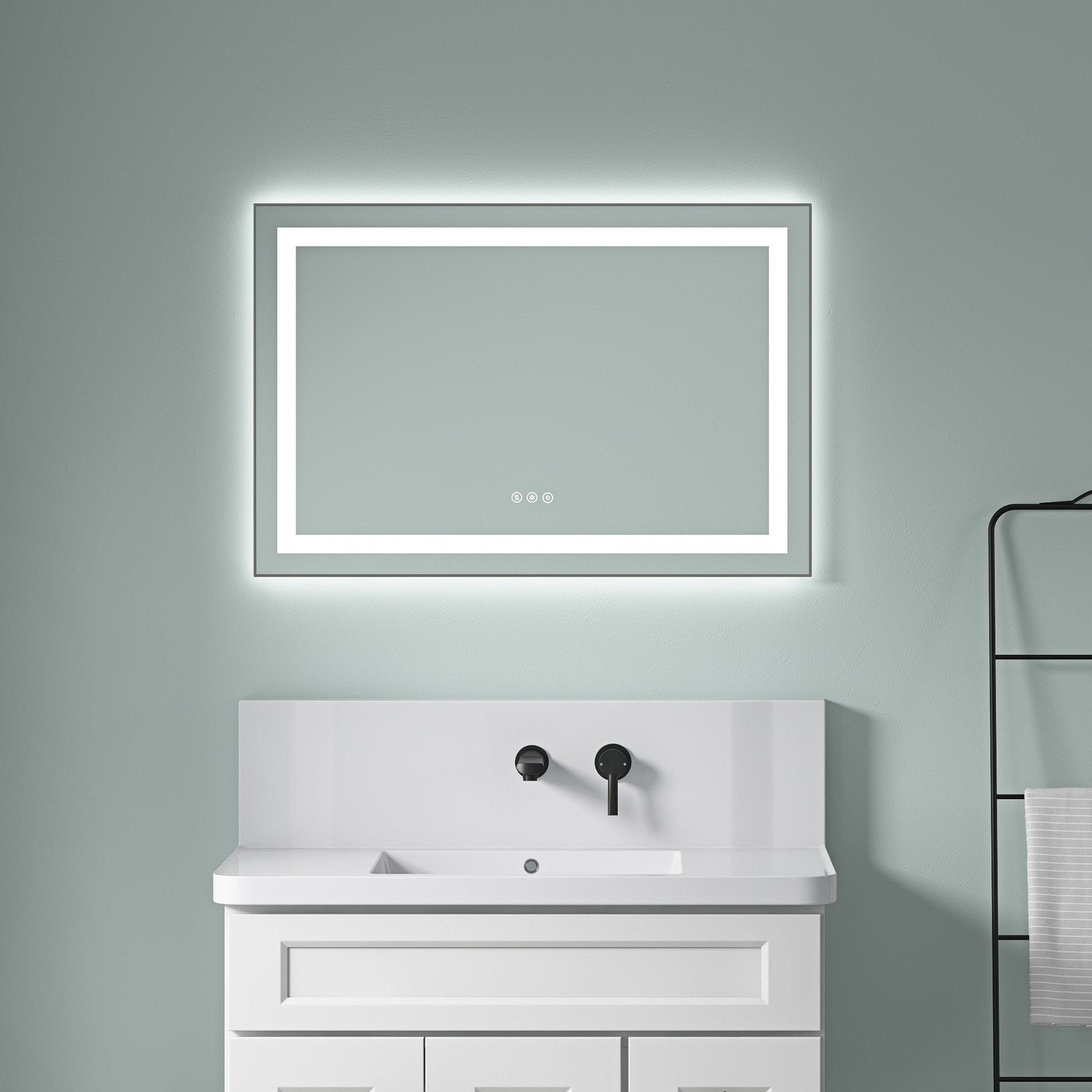 36 x 24 Inch LED Bathroom Mirror with Front and Backlight, Wall Mounted Vanity Mirror with Aluminum Frame, Anti-Fog, Memory, 3 Colors, Stepless Dimmable