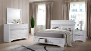 Traditional King 4 PC Storage Bedroom Set made with Wood in White