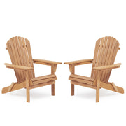 Wooden Outdoor Folding Adirondack Chair Set of 2, Cedar Material, Honey Brown, Space-Saving Design
