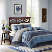 7 Piece Microsuede Comforter Set Navy Cal King