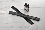 Linear Shower Drain with Removable Quadrato Pattern Grate, 304 Stainless Shower Drain Included Hair Strainer and Leveling Feet