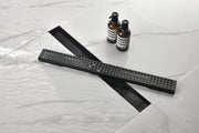 Linear Shower Drain with Removable Quadrato Pattern Grate, 304 Stainless Shower Drain Included Hair Strainer and Leveling Feet