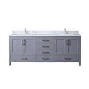 Dark Grey Double Bath Vanity 80 in. W x 22 in. D, Carrara Marble Top, and Faucet Set