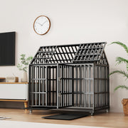 52' Heavy Duty Dog Crate Large Dog cage Strong Metal Dog Kennels and Crates for Large Dogs with 4 Lockable Wheels