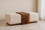 Solid Wood Arden Bench Duo,Boucle seats,Warm Tone