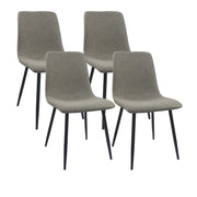 Modern Extendable Dining Table and Chair Set, 47'-63' MDF, Elegant White Table, Grey Linen Chairs, Metal Base