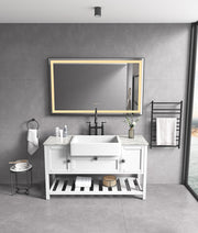 72 x 36 Inch LED Bathroom Mirror with Aluminum Frame, Wall Mounted Vanity Mirror, Anti-Fog, Memory, 3 Colors, Stepless Dimmable