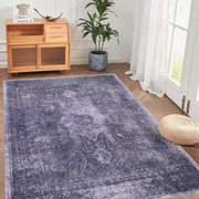 LOOM & LUXE 5x8 Area Rugs for Bedroom, Washable Rug, Low-Pile, Non-Slip, Non-Shedding, Foldable, Kid & Pet Friendly - Area Rugs for living room, bedroom, kitchen  (Anthracite, 5' x 8')