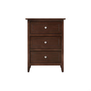 Charming Cappuccino Nightstand with Three Drawers in Particle Board, 25'H x 19'W x 15'D