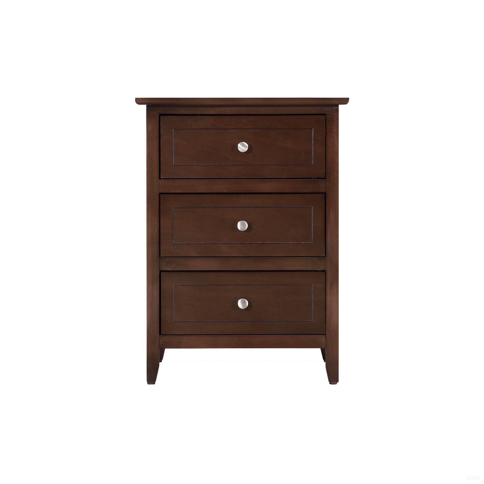 Charming Cappuccino Nightstand with Three Drawers in Particle Board, 25'H x 19'W x 15'D
