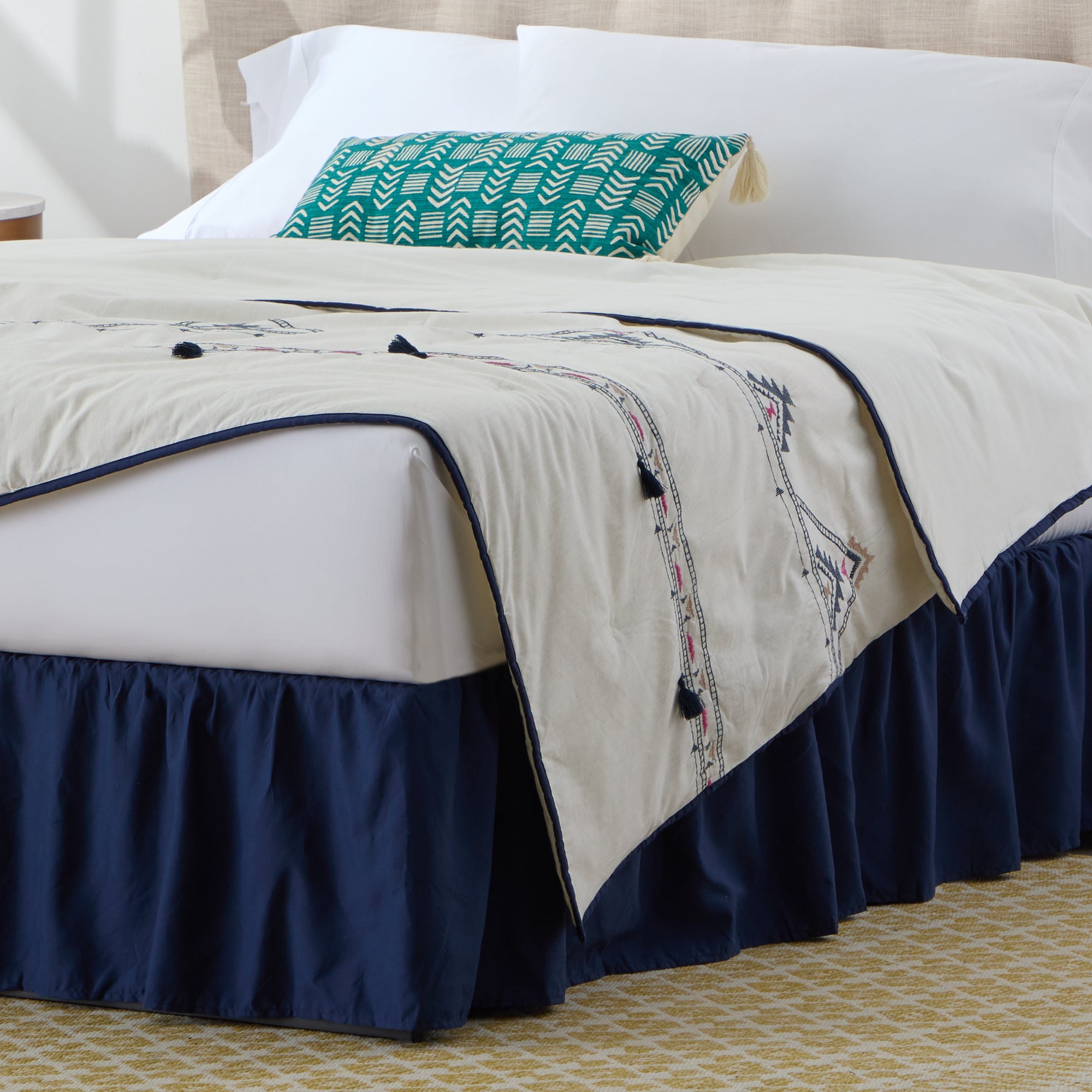 Linenspa 80gsm Microfiber Ruffle Bed Skirt, Cal King, Navy