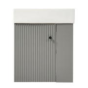 Modern Floating Bathroom Vanity with Ceramic Basin and Right Side Storage - Gray, MDF, 21.6 Inches