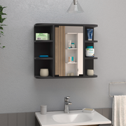 Medicine Cabinet 19' H, Six External Shelves, Three Interior Shelves, Black