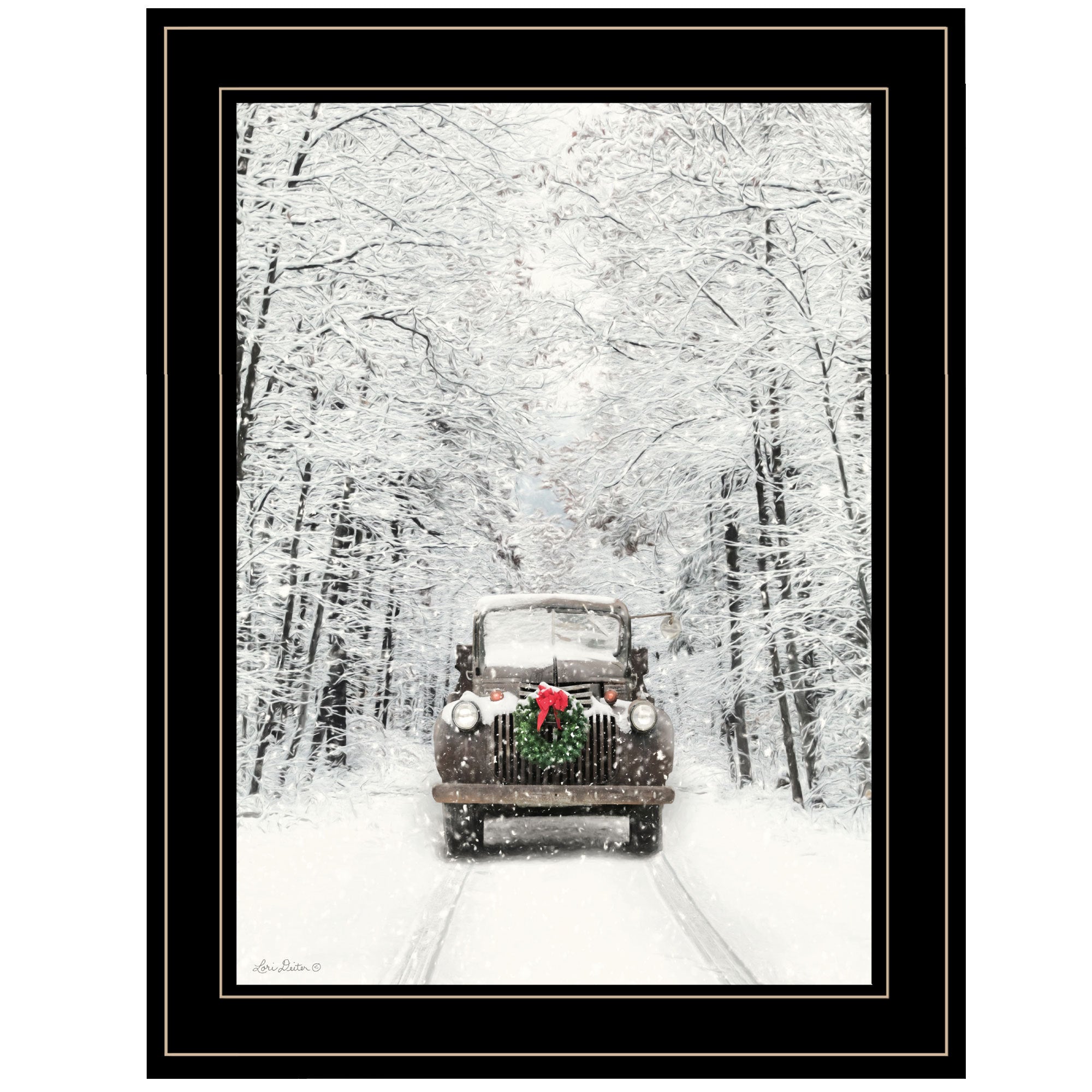 Trendy Decor 4U 'Antique Christmas' Framed Wall Art, Modern Home Decor Framed Print for Living Room, Bedroom & Farmhouse Wall Decoration by Lori Deiter