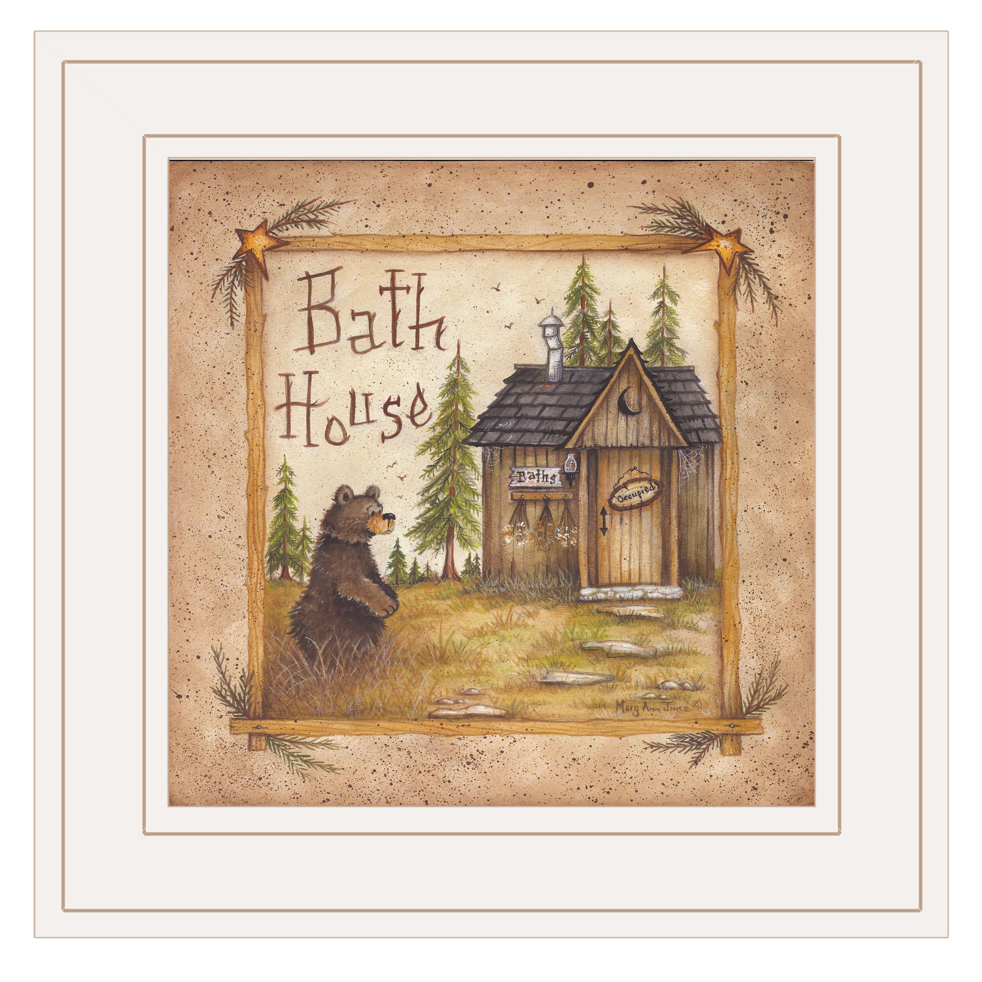 'Bath House' by Mary Ann June, Ready to Hang Framed Print, White Frame