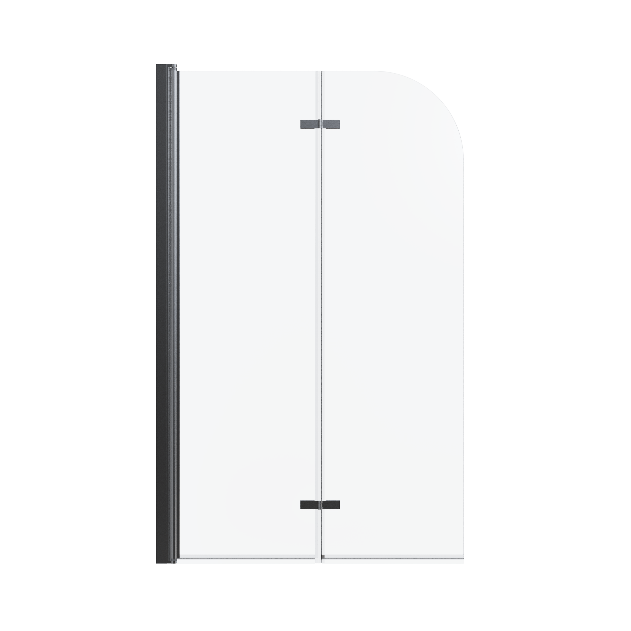 Matte Black Frameless Folding Pivot Bathtub Door with Clear Tempered Glass, 34' W x 58' H, Reversible Installation