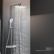 Triple function shower system Shower systems including rainfall showerheads and handheld showers Stainless steel shower hose